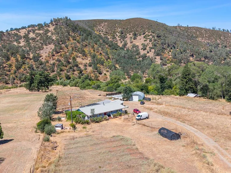 Aerial view of the home and surrounding acreage at 1633 New Long Valley Rd