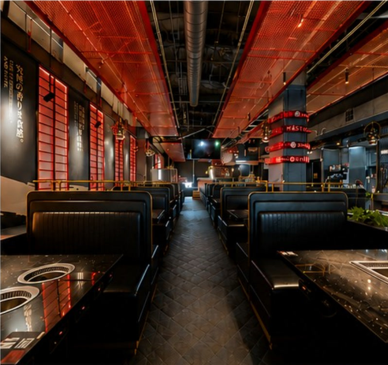Wagyu Master Shabu House dining room with ventilated tables